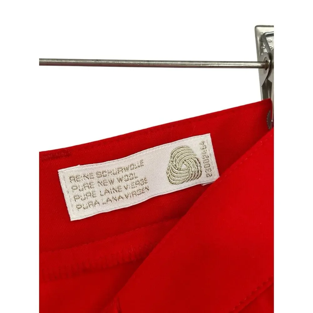 Vintage Escada Margaretha Ley Pants Pleated Front Red Wool Size 38 US 8